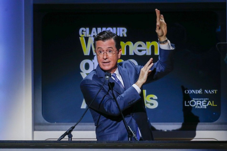 Presenter Stephen Colbert speaks during Glamour Magazine's annual Women of the Year awards ceremony