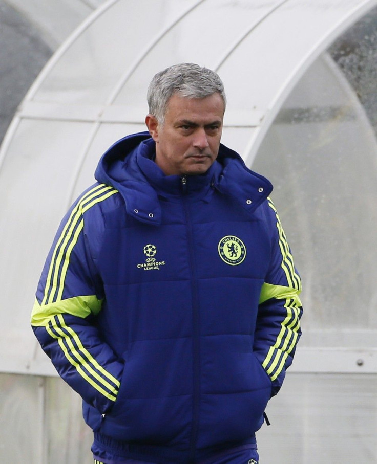 Chelsea's manager Jose Mourinho attends a team training session in Cobham, southern England December 9, 2014. Chelsea are due to play Sporting Lisbon in a Champions League Group G soccer match on Wednesday.
