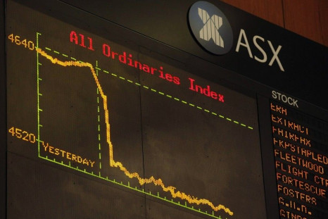 The February 4 and 5 curves are seen at the board at the Australian Securities Exchange (ASX) in central Sydney February 5, 2010. Australian shares fell 2.8 percent on Friday to their level lowest in five months, as investors fled from riskier assets on f