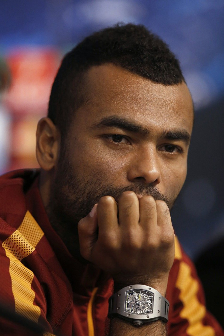 AS Roma&#039;s Ashley Cole attends a news conference at Etihad Stadium in Manchester, northern England September 29, 2014. AS Roma will play Manchester City in the Champions League on Tuesday.