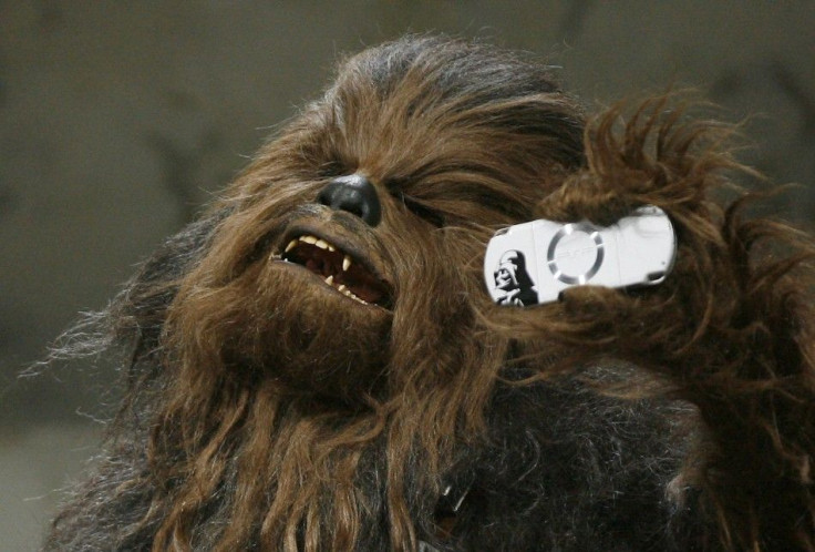 A man dressed as Star Wars' character Chewbacca