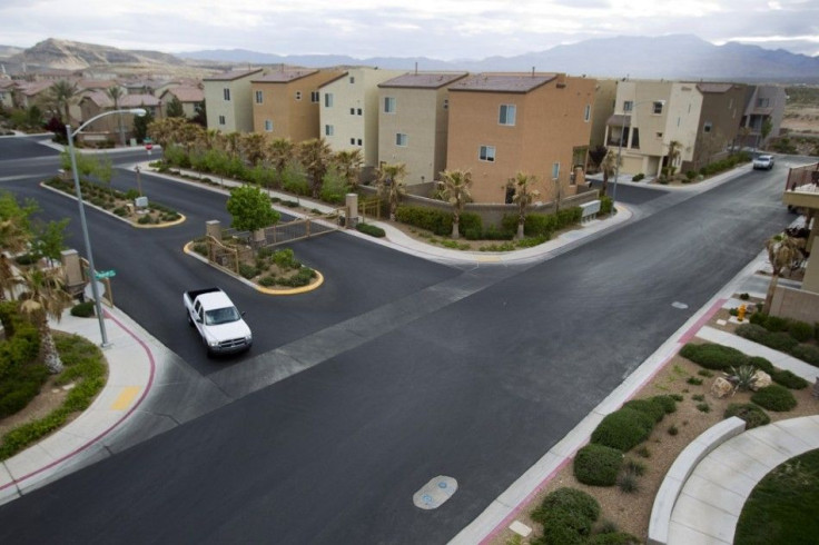 A view of a neighborhood with three story homes in Las Vegas, Nevada April 4, 2013. The buying of foreclosed homes and other distressed homes by three big institutional buyers is reshaping the housing market in Las Vegas.