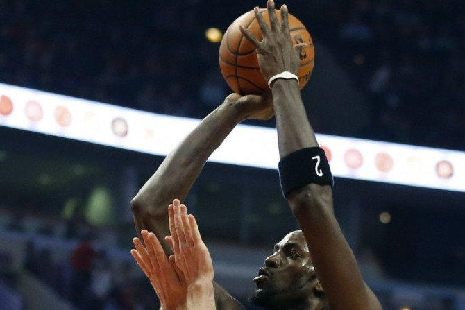 Dec 10, 2014; Chicago, IL, USA; Brooklyn Nets forward Kevin Garnett (2) shoots over Chicago Bulls forward Mike Dunleavy (34) during the first half of their NBA game at United Center.
