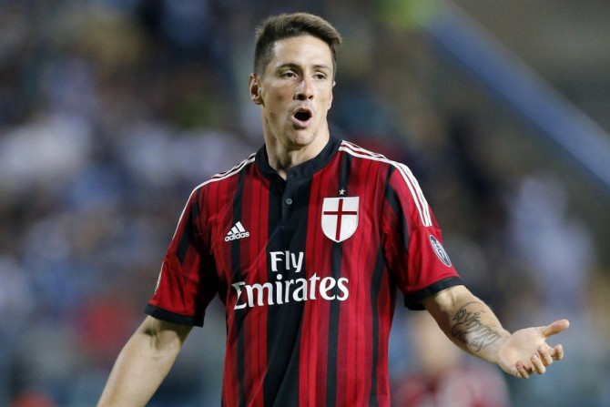 AC Milan&#039;s Fernando Torres reacts during their Italian Serie A soccer match against Empoli at Castellani stadium in Empoli September 23, 2014.