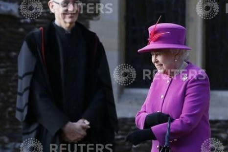 Britain's Queen Elizabeth leaves a Christmas Day morning service at the church on the Sandringham Estate in Norfolk