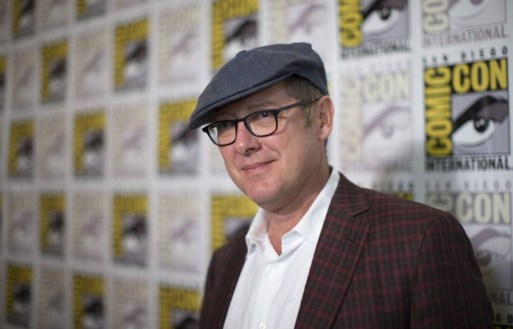 Cast member James Spader poses at a press line for the movie "Avengers: Age of Ultron"