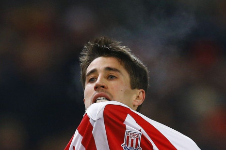 Stoke City's Bojan reacts as he leaves the pitch with an injury during their English Premier League soccer match against West Bromwich Albion at the Britannia Stadium in Stoke-on-Trent, central England December 28, 2014.