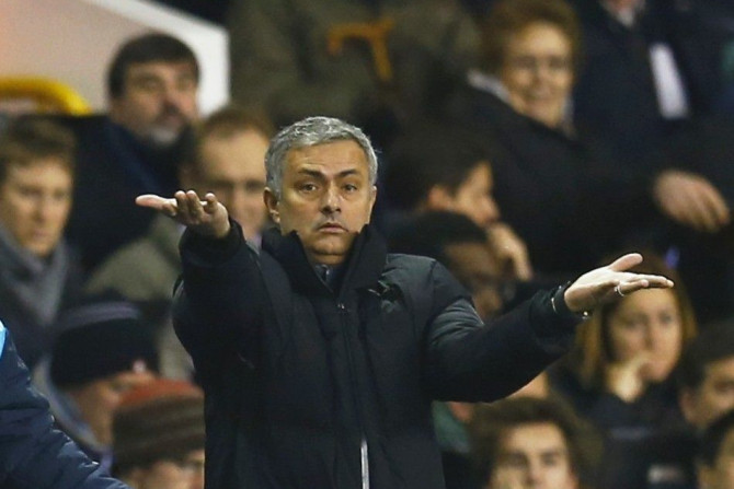 Chelsea manager Jose Mourinho reacts during their English Premier League soccer match against Tottenham Hotspur at White Hart Lane in London January 1, 2015.