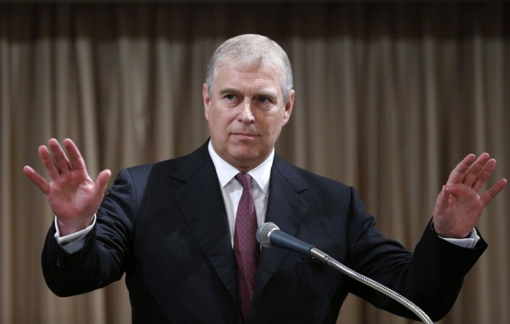 Britain's Prince Andrew gestures as he delivers an opening speech at a seminar on Japan-UK security cooperation in Tokyo September 30, 2013. Prince Andrew attended the opening of the two-day seminar titled "Rejuvenation UK-Japan Relations for th