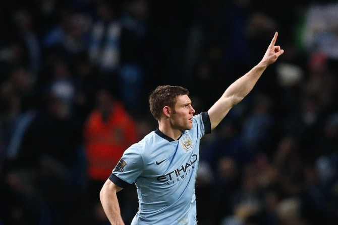 Manchester City&#039;s James Milner celebrates after scoring during their FA Cup third round soccer match against Sheffield Wednesday at the Etihad stadium in Manchester, northern England, January 4, 2015.