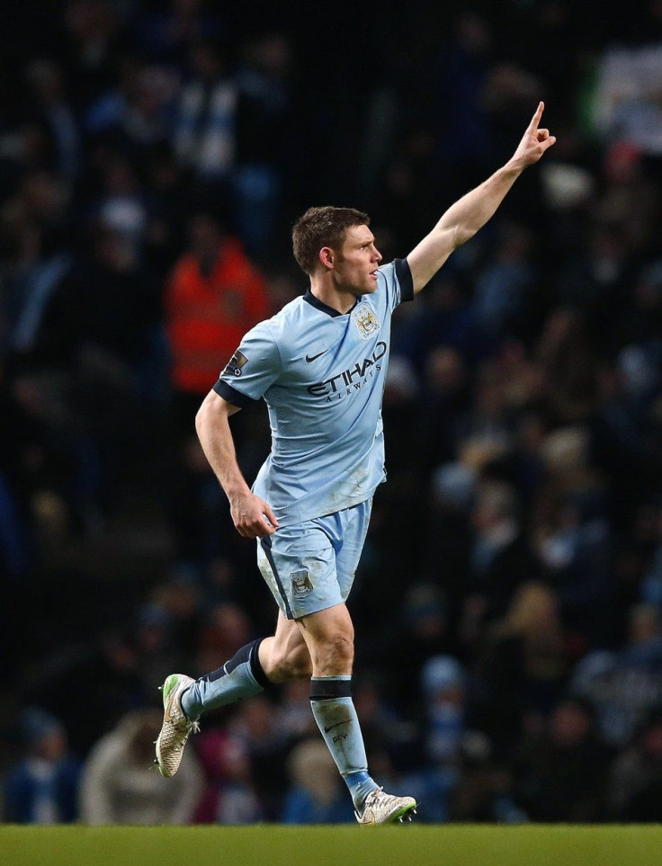 Manchester City&#039;s James Milner celebrates after scoring during their FA Cup third round soccer match against Sheffield Wednesday at the Etihad stadium in Manchester, northern England, January 4, 2015.