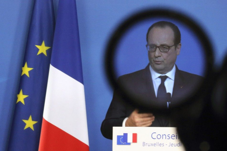 Hollande During A News Conference At A European Union Leaders Summit In Brussels