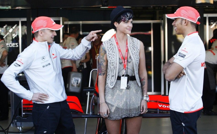 'OITNB' Star Ruby Rose With McLaren Formula One Drivers Heikki Kovalainen, Lewis Hamilton 