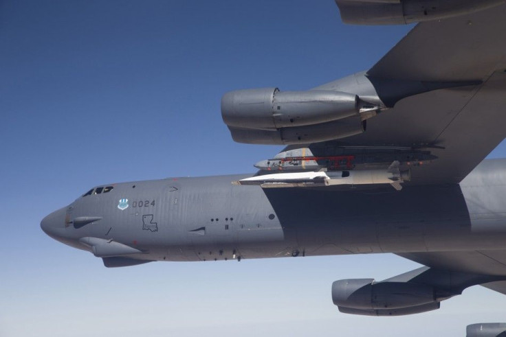 A U.S. Air Force B-52 carries the X-51 Hypersonic Vehicle out to the range for a launch test from Edwards AFB, California in this handout photo provided by the U.S. Air Force on May 1, 2013. The X-51 achieved Mach 5.1 traveling 230 nautical miles in just 