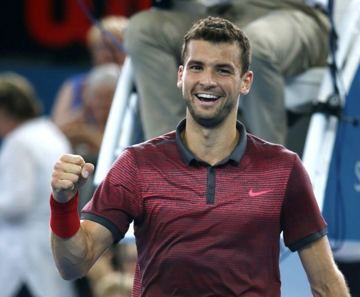 Grigor Dimitrov of Bulgaria celebrates his win against Jeremy Chardy of France during their men&#039;s singles second round match at the Brisbane International tennis tournament in Brisbane, January 7, 2015. REUTERS/Jason Reed