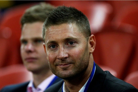 Australian cricket captain Michael Clarke watches the international rugby union match between Australia and France at Suncorp Stadium in Brisbane