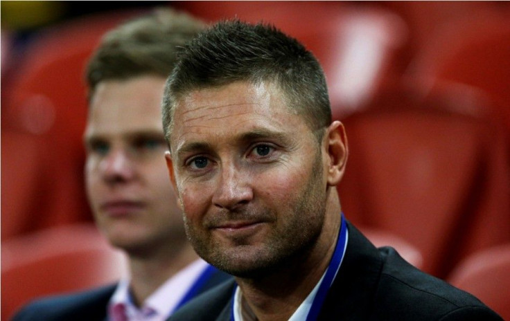 Australian cricket captain Michael Clarke watches the international rugby union match between Australia and France at Suncorp Stadium in Brisbane