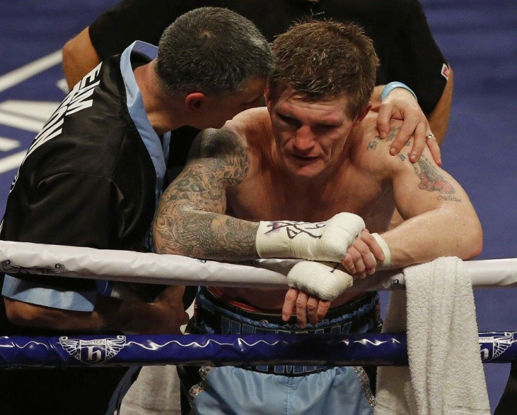 Britain's Ricky Hatton reacts after losing to Ukraine's Vyacheslav Senchenko in their boxing match at the Manchester Arena in Manchester, northern England November 24, 2012. REUTERS/Phil Noble