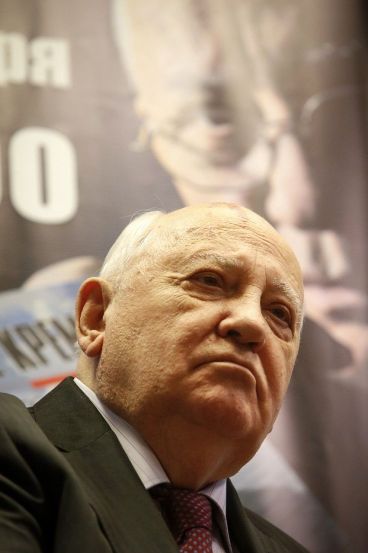 Former Soviet president Mikhail Gorbachev looks on during a presentation of his new book &quot;After Kremlin&quot; in Moscow December 26, 2014. REUTERS/Sergei Karpukhin