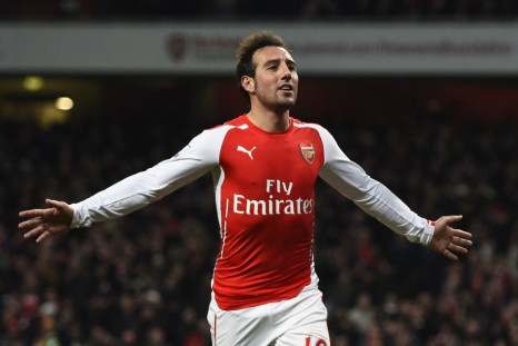 Arsenal's Santi Cazorla celebrates his goal after scoring a penalty during their English Premier League soccer match against Newcastle United at the Emirates Stadium in London December 13, 2014.