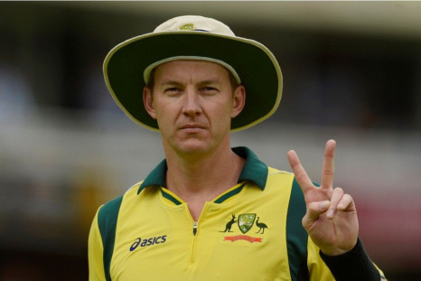 Australia&#039;s Brett Lee signals during the first one-day international against England at Lord&#039;s cricket ground in London