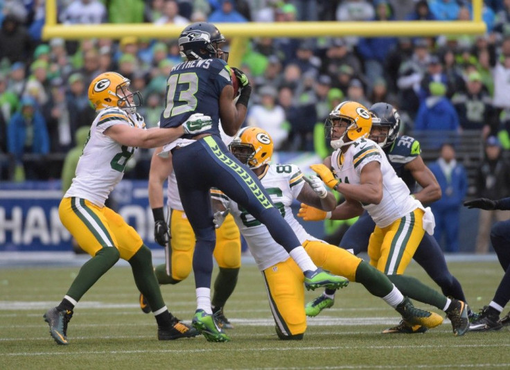 Seattle Seahawks wide receiver Chris Matthews recovers an onside kick