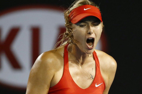 Maria Sharapova of Russia reacts after winning a point against Petra Martic of Croatia during their women&#039;s singles first round match at the Australian Open 2015 tennis tournament in Melbourne January 19, 2015. REUTERS/Issei Kato