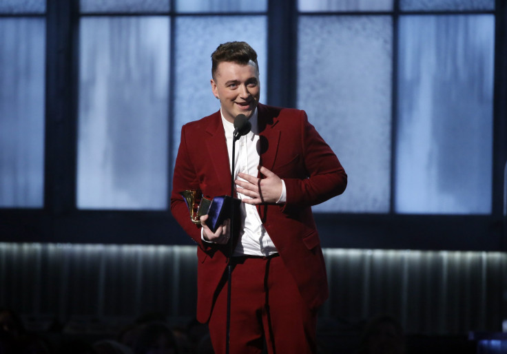 Sam Smith accepts the award for best pop vocal album for "In the Lonely Hour" at the 57th annual Grammy Awards