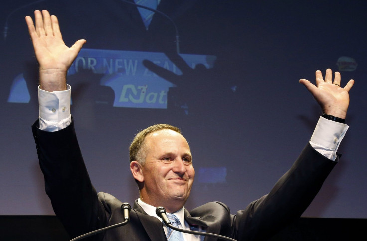 New Zealand's National Party leader and Prime Minister-elect John Key celebrates a landslide victory at the National election party during New Zealand's general election in Auckland  September 20, 2014.