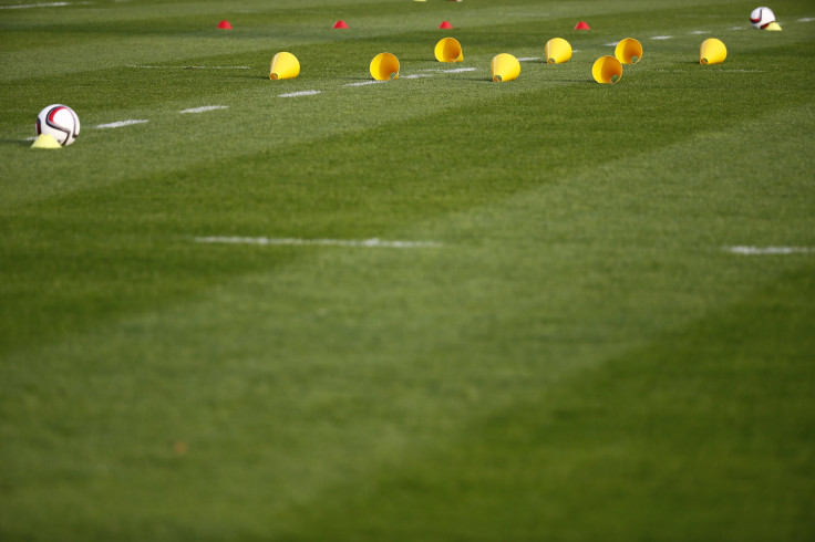 Training tools on the pitch ahead of the Germany-Australia friendly.