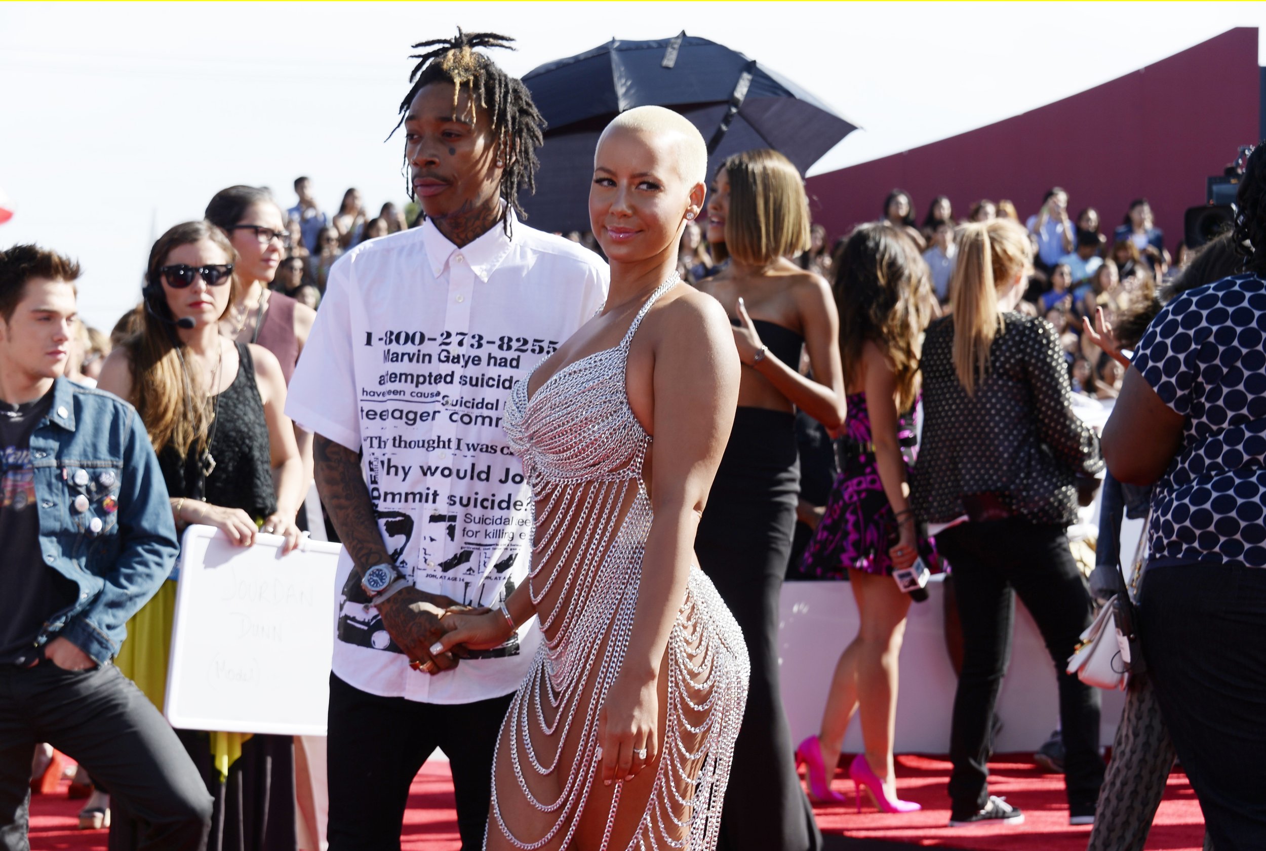 Amber Rose Goes Vibrant Blue, Seen With Ex Wiz Khalifa During Easter