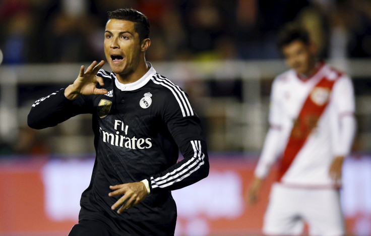 Cristiano Ronaldo celebrating his 300th goal for Real Madrid.