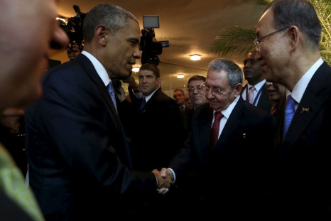 Obama and Castro were photographed shaking each other's hands
