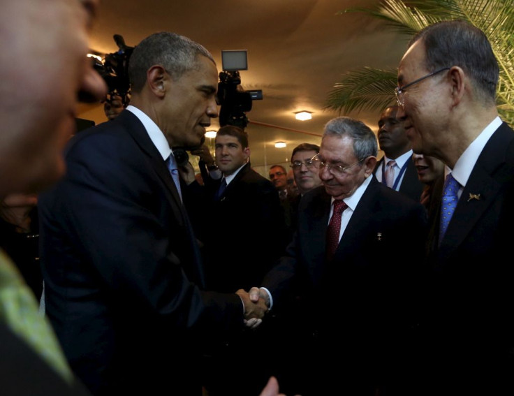 Obama and Castro were photographed shaking each other's hands