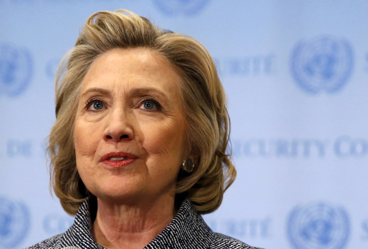 IN PHOTO: Former U.S. Secretary of State Hillary Clinton speaks during a news conference at the United Nations in New York in this March 10, 2015 file photo. 