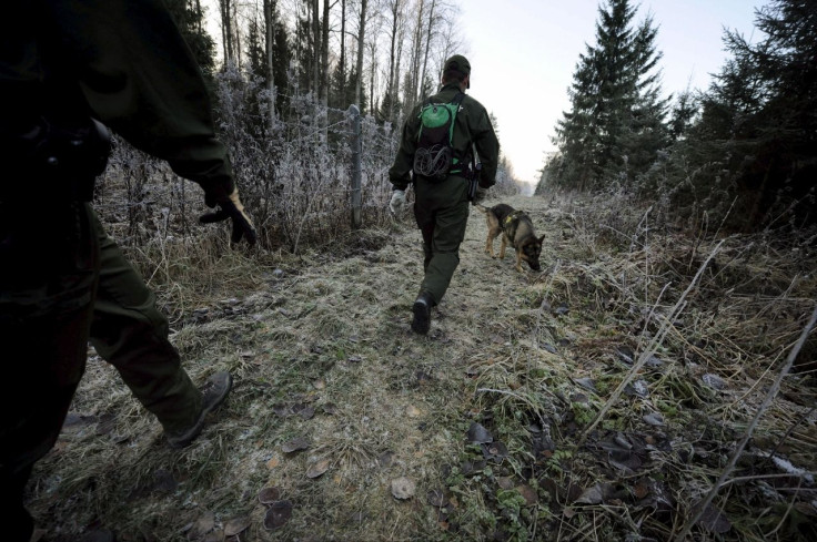 Finnish border guards patrol at the border between Finland and Russia the 3rd of November, 2009.