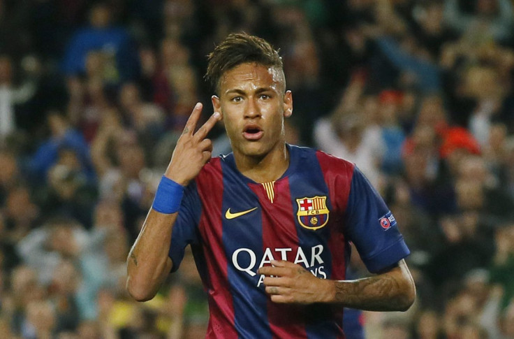Neymar celebrating his second goal.
