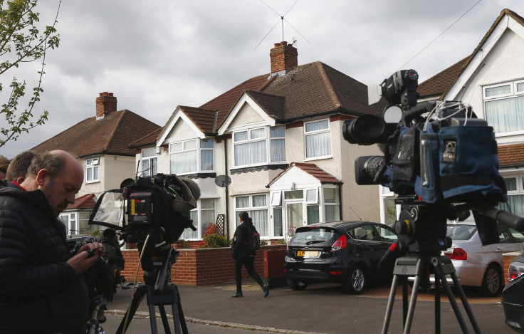 Television crews wait outside the address where Nav Sarao Futures Limited is registered, in Hounslow, west London April 22, 2015. 