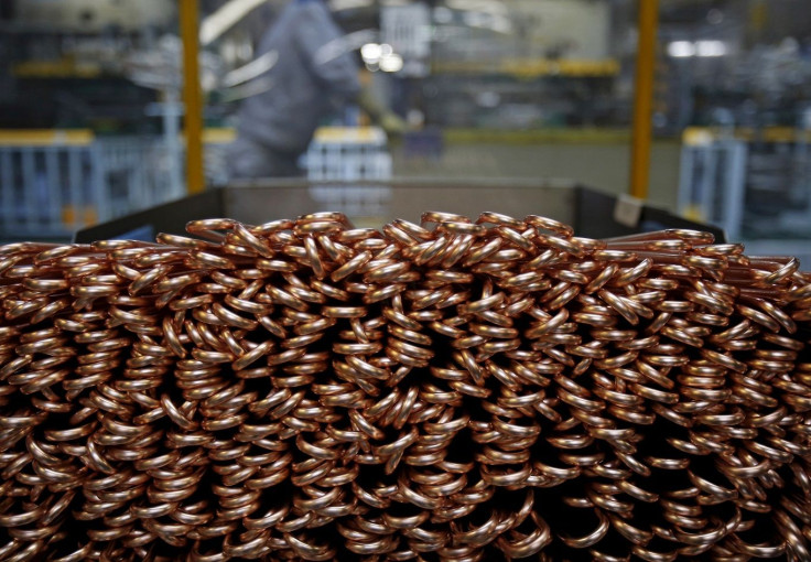 Copper tubes, which exchange heat in outdoor air conditioning units of Daikin Industries Ltd, are stacked at the production line of the company's Kusatsu factory in Shiga prefecture, western Japan March 20, 2015.