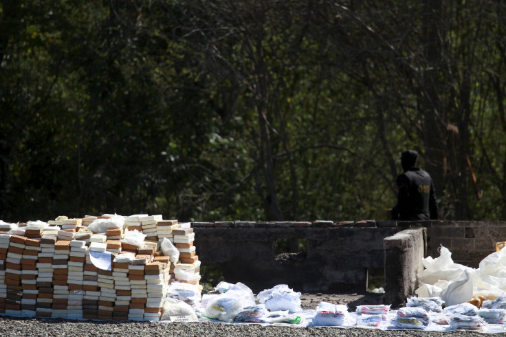 Confiscated drugs are burnt inside a military base