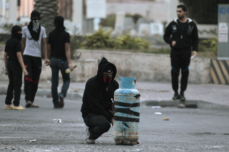 A fake bomb during a protest