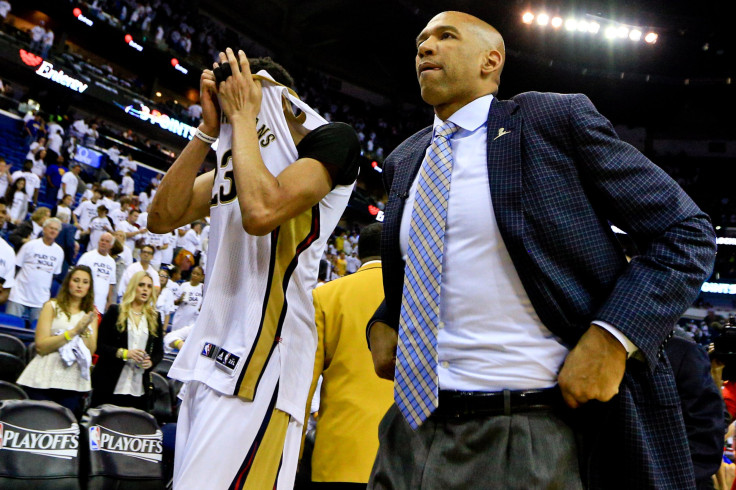 New Orleans Pelicans forward Anthony Davis (23) and head coach Monty Williams walk off the court