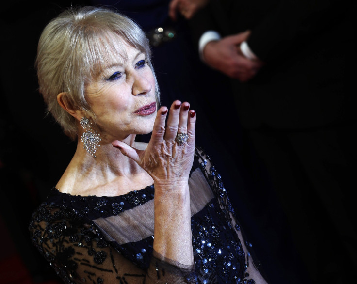 IN PHOTO: Actress Helen Mirren blows a kiss as she arrives at the British Academy of Film and Arts (BAFTA) awards ceremony at the Royal Opera House in London February 16, 2014.  