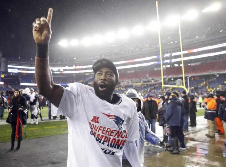 Darrelle Revis celebrating the AFC Championship game win against the Colts.