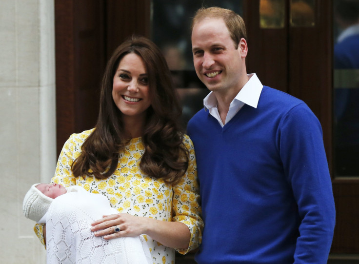 [8:47] Britain's Prince William and his wife Catherine, Duchess of Cambridge, appear with their baby daughter outside the Lindo Wing of St Mary's Hospital, in London