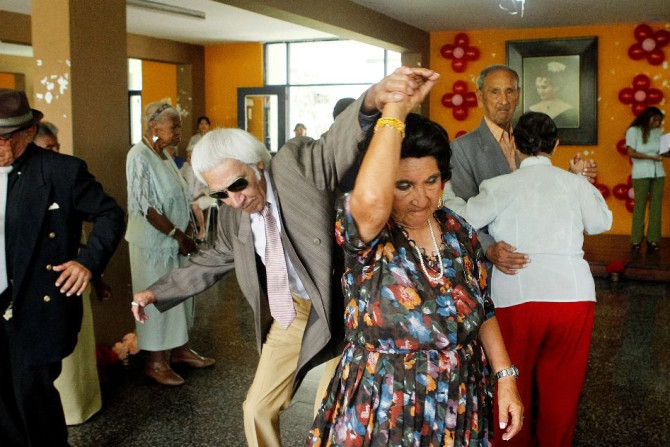 Elderly people dancing