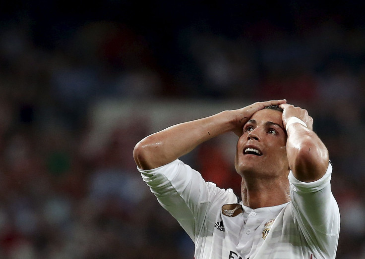Cristiano Ronaldo reacts during a match.
