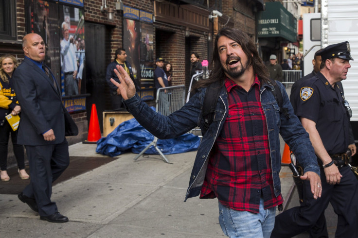 IN PHOTO: Singer Dave Grohl departs Ed Sullivan Theater in Manhattan after taking part in the taping of tonight's final edition of "The Late Show" with David Letterman