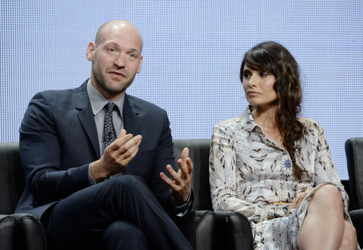 Cast members Corey Stoll (L) and Mia Maestro of the new drama series "The Strain" participate in a panel discussion during FX Networks' portion of the 2014 Television Critics Association Cable Summer Press Tour in Beverly Hills, California July 21, 2014. 