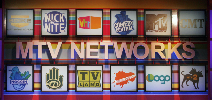 Various logos of the different cable channels from the MTV Networks  are pictured at the Cable Television Critics Association press tour  in Pasadena, California July 13, 2006.